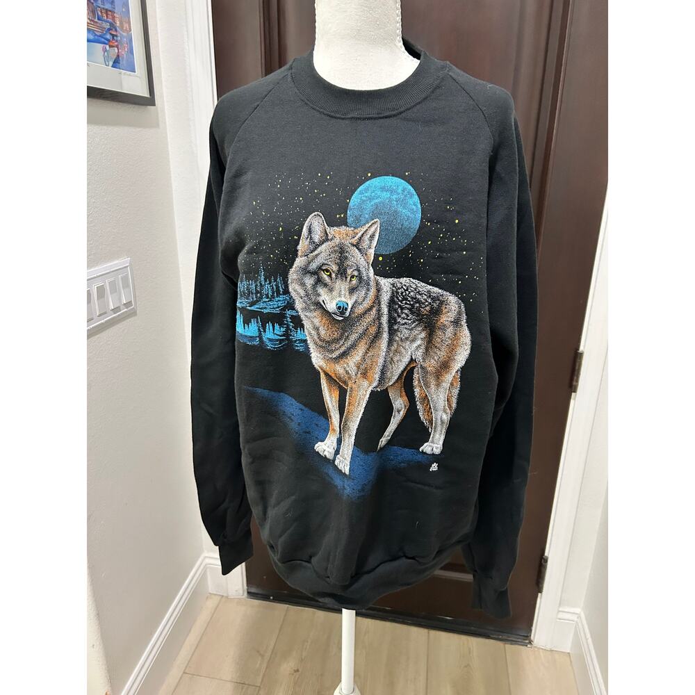 Vintage Wolf Crewneck Sweatshirt 1980s Men’s XL Nature Tee Vtg 80s